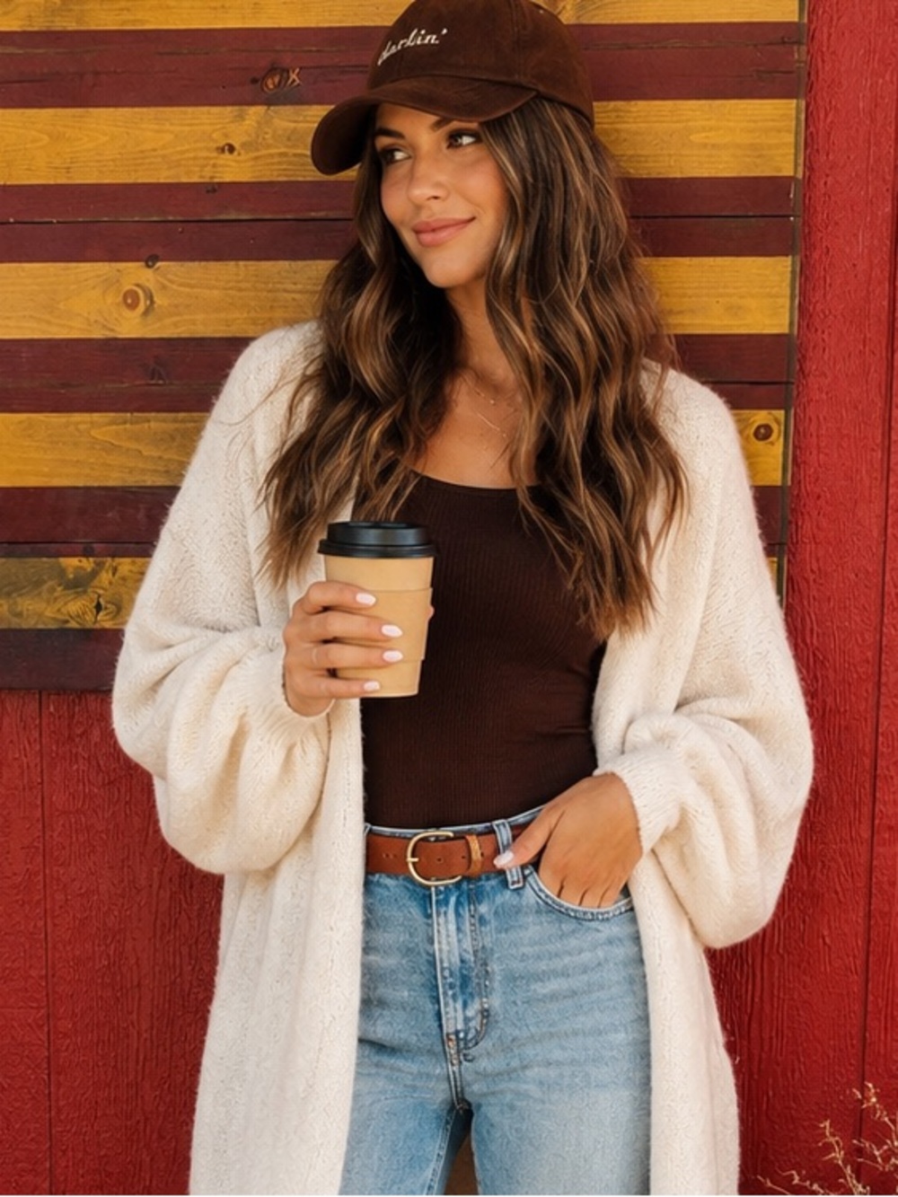 Mustard Seed Fuzzy Open Front Longline Cardigan Sweater Cream Ivory Size Large